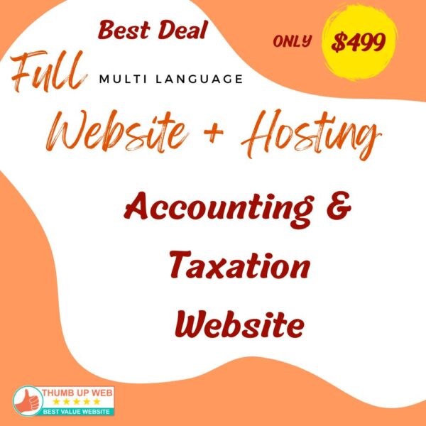 Accounting & Taxation  Website Design + 1 Year Hosting + SSL Certificate + Maintenance