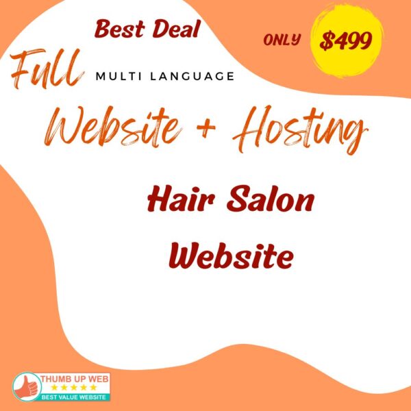 Hair Salon Website Design + 1 Year Hosting + SSL Certificate + Maintenance