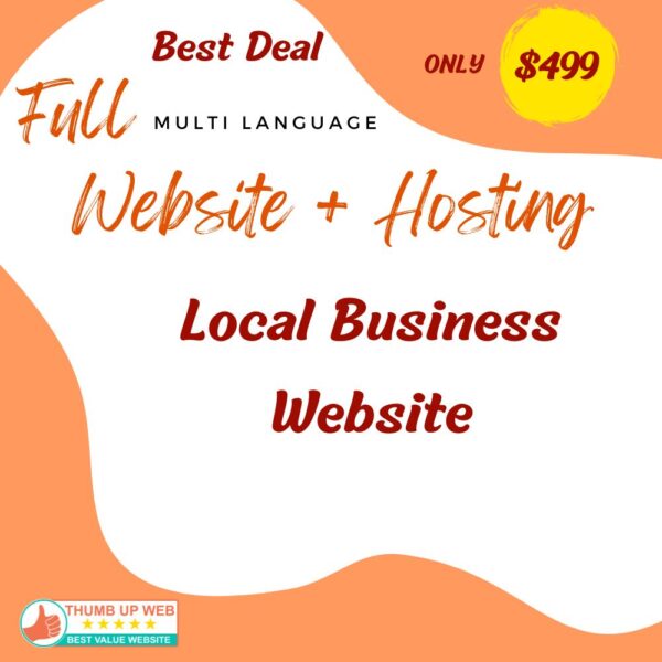 Local Business Website Design + 1 Year Hosting + SSL Certificate + Maintenance