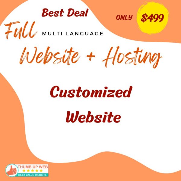 Customized Website Design + 1 Year Hosting + SSL Certificate + Maintenance